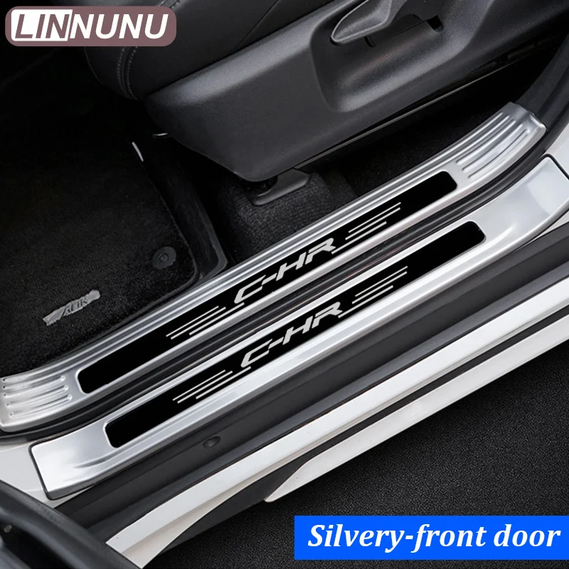 LINNUNU 8 PCS stainless steel Car Door Sill Protector Threshold Stickers  suitable for Toyota C-HR 2018-2025 Car accessories