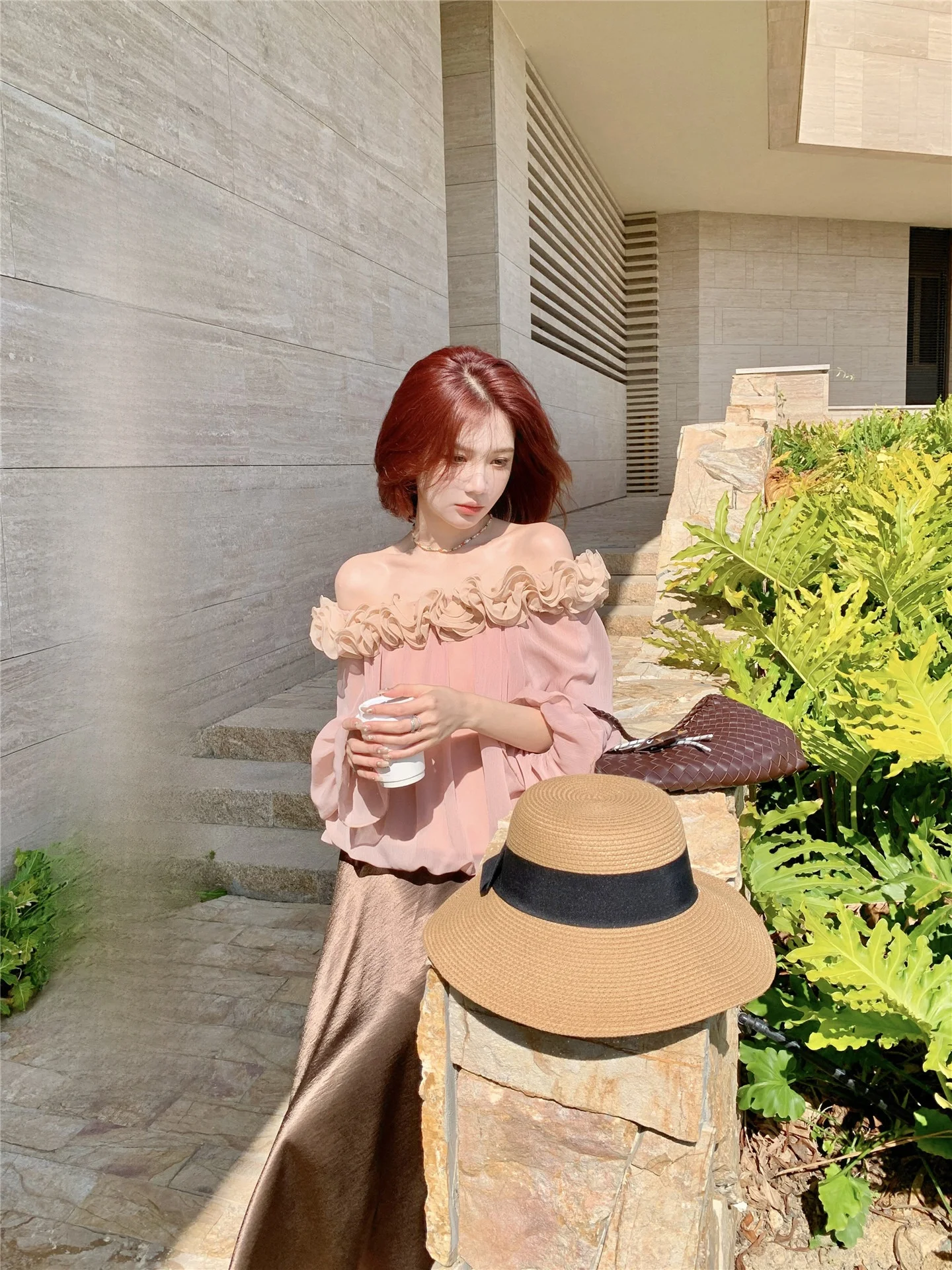 

Opera Girl Spring Gentle Faionable 3D Lace Trim Chiffon Top Women's Thin irt French Sle Loose Fit Long Sve Polyester