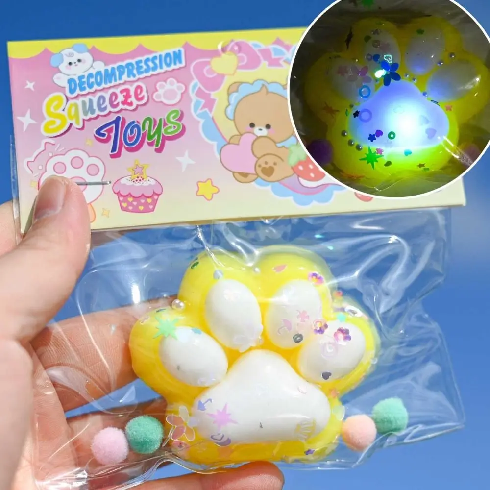 Impastare Glow Zampa di gatto Giocattolo da spremere Silicone fatto a mano Zampa di gatto Agitarsi Giocattolo Cartone animato Colorato Zampa di gatto Pizzico Giocattolo Scherzi pratici