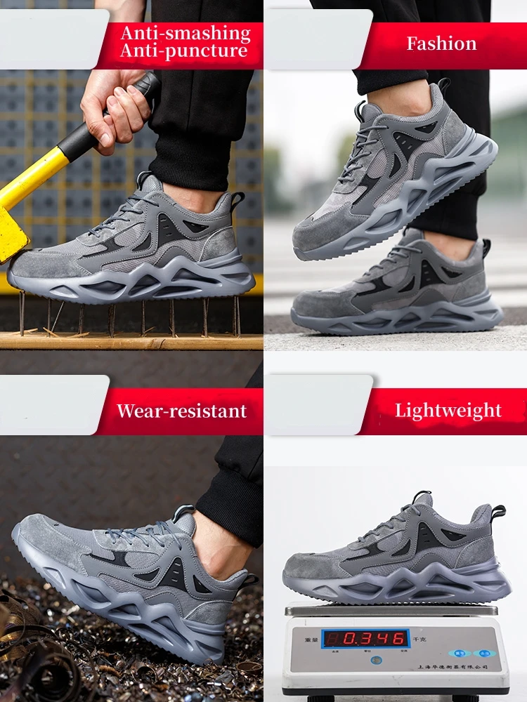 Men Work Safety Shoes Women Lightweight Anti-smash Anti-puncture Work Sneakers Indestructible Protective Safety Boots