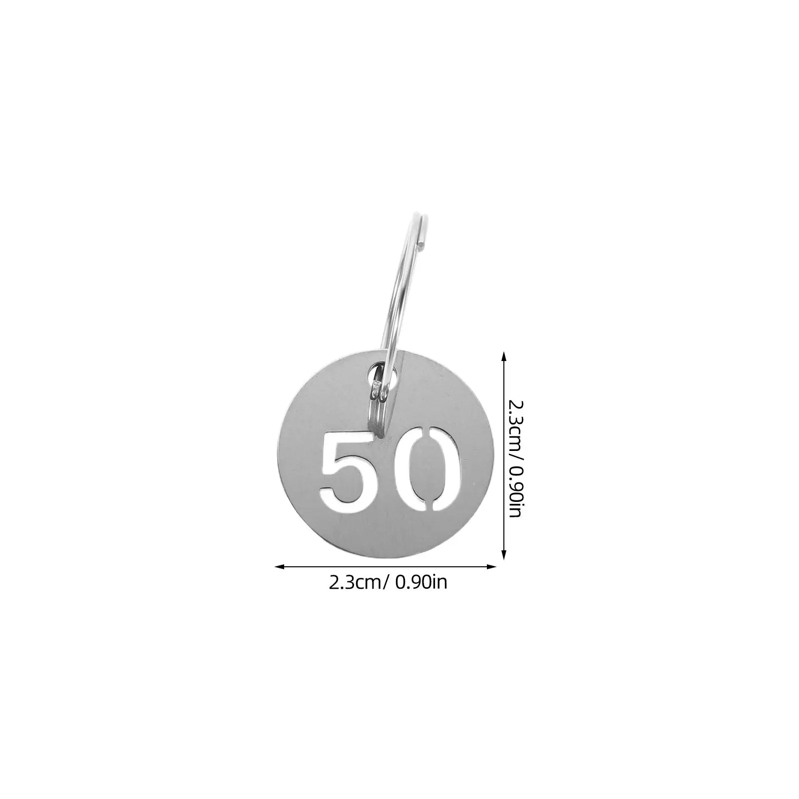 50Pcs Stainless Steel Number Tags Hollowed Round Metal Key Tags Numbered Keychain Split Ring for Locker Cabinet Key Box Coding