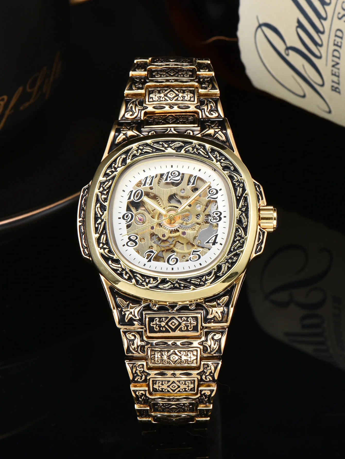 LONGLUX Automatic Mechanical Men's Skeleton Watch