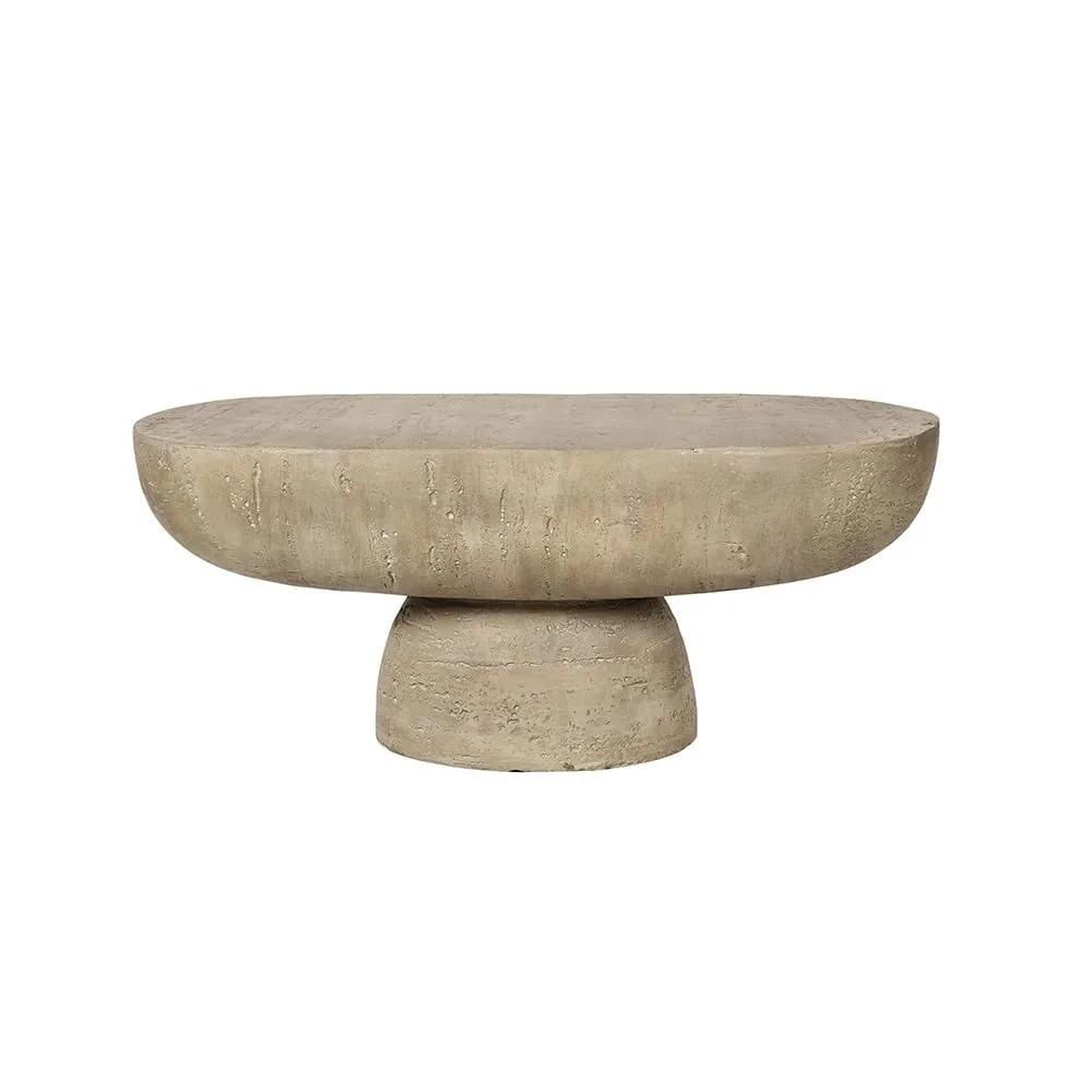 Mesa de Centro Ovalada de 36 Pulgadas, Moderna, con Aspecto de Piedra, Mesa de Té de Travertino para Sala de Estar, Magnesio, Personalizable