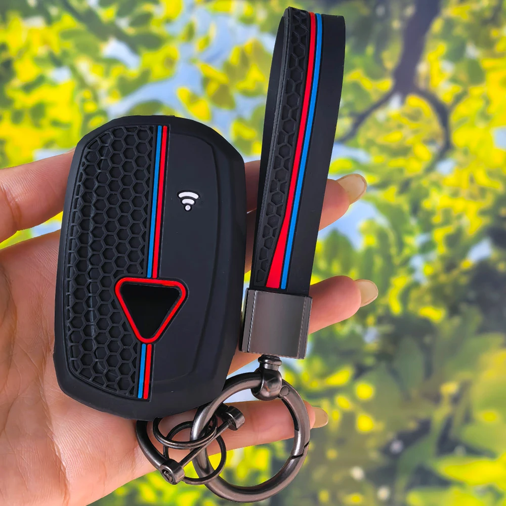 Motorcycle Key Accessory with Keychain, Honeycomb Silicone Key Cover for Triumph Speed Triple XC XE Scrambler 1200 Rocket III