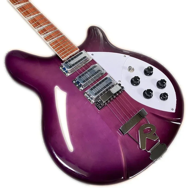 Custom Shop 330 360 6 Strings Purple Burst Semi Hollow Body Electric Guitar Gloss Varnish Rosewood Fingerboard,3 Toaster Pickups