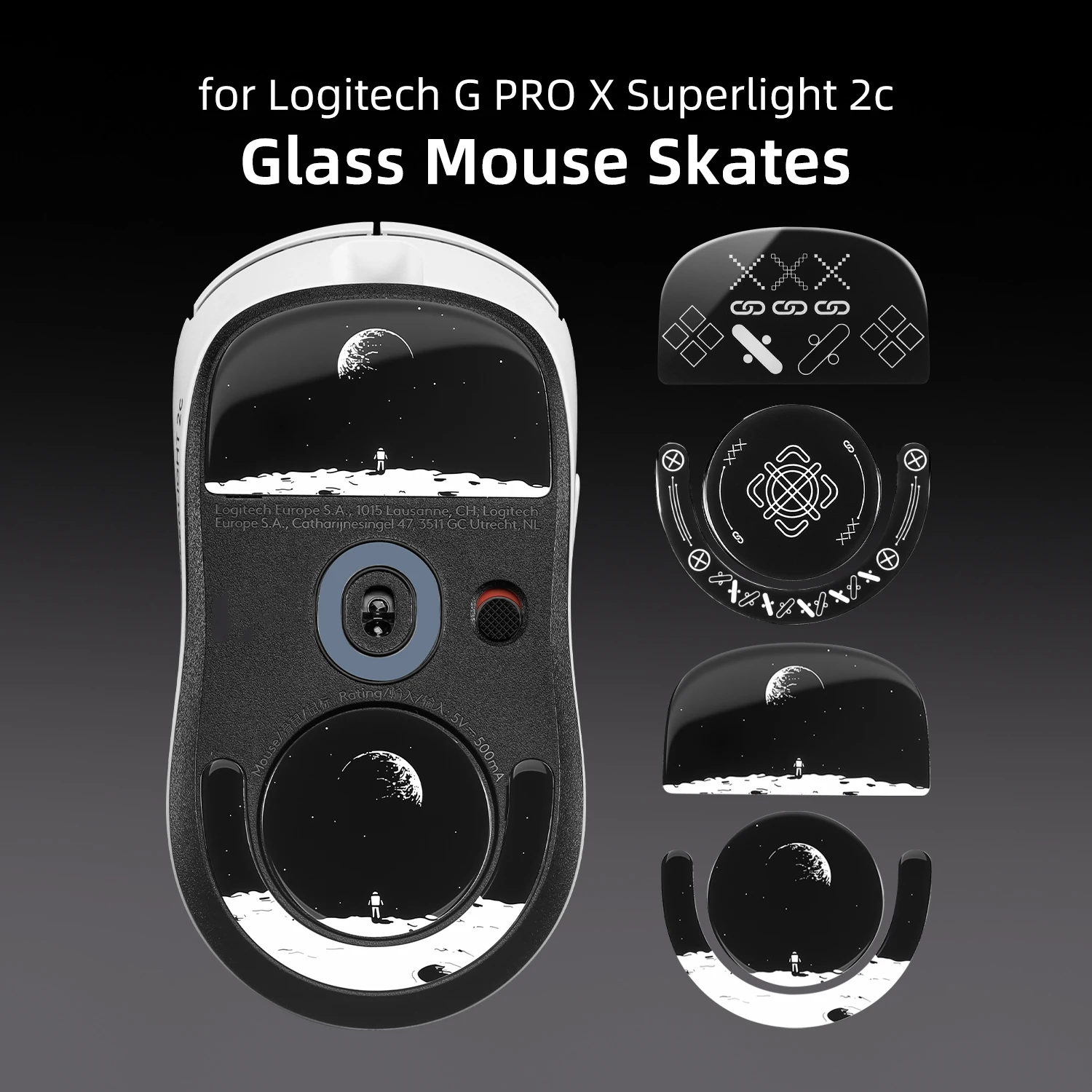 Glass Mouse Skates for For Logitech G PRO X Superlight 2c Mouse Feet Pads Smooth Durable Slim 2.5D Curved Edge Mouse Accessories