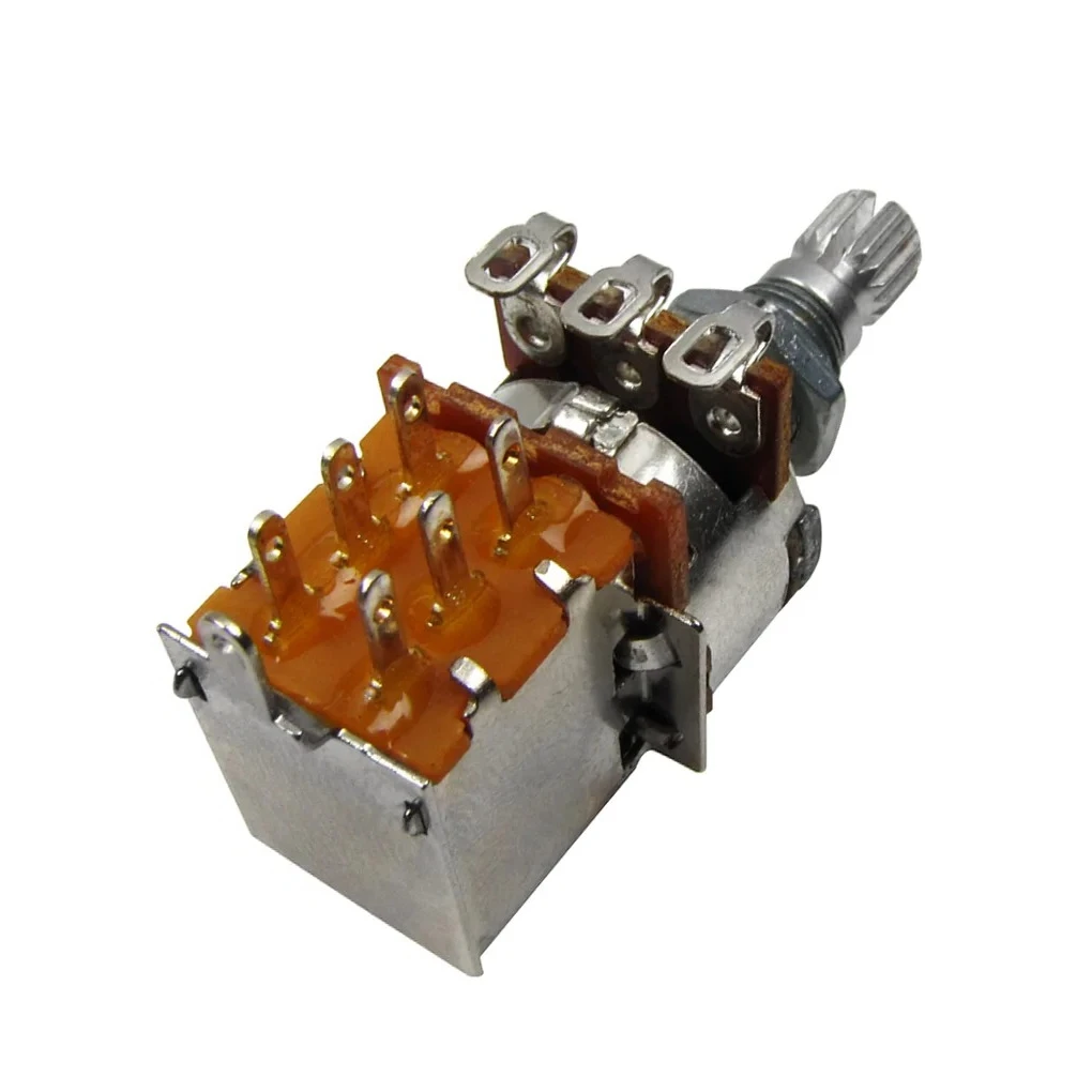 12PCS Guitar Potentiometers Long Shaft Push Pull 18-Spline 500K/250K Selectable Professional Music Instrument Components