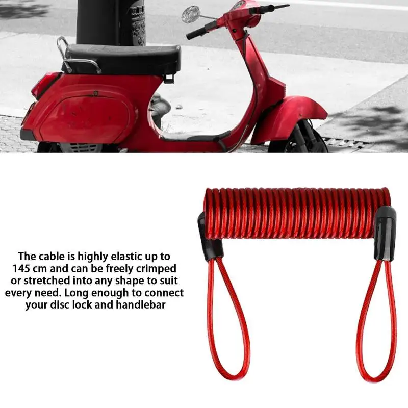 120CM Motorcycle Brake Disc Lock Scooter Reminder Cable Bicycle Spring Rope Bag Anti-Theft Cable Protection Alarm Locks