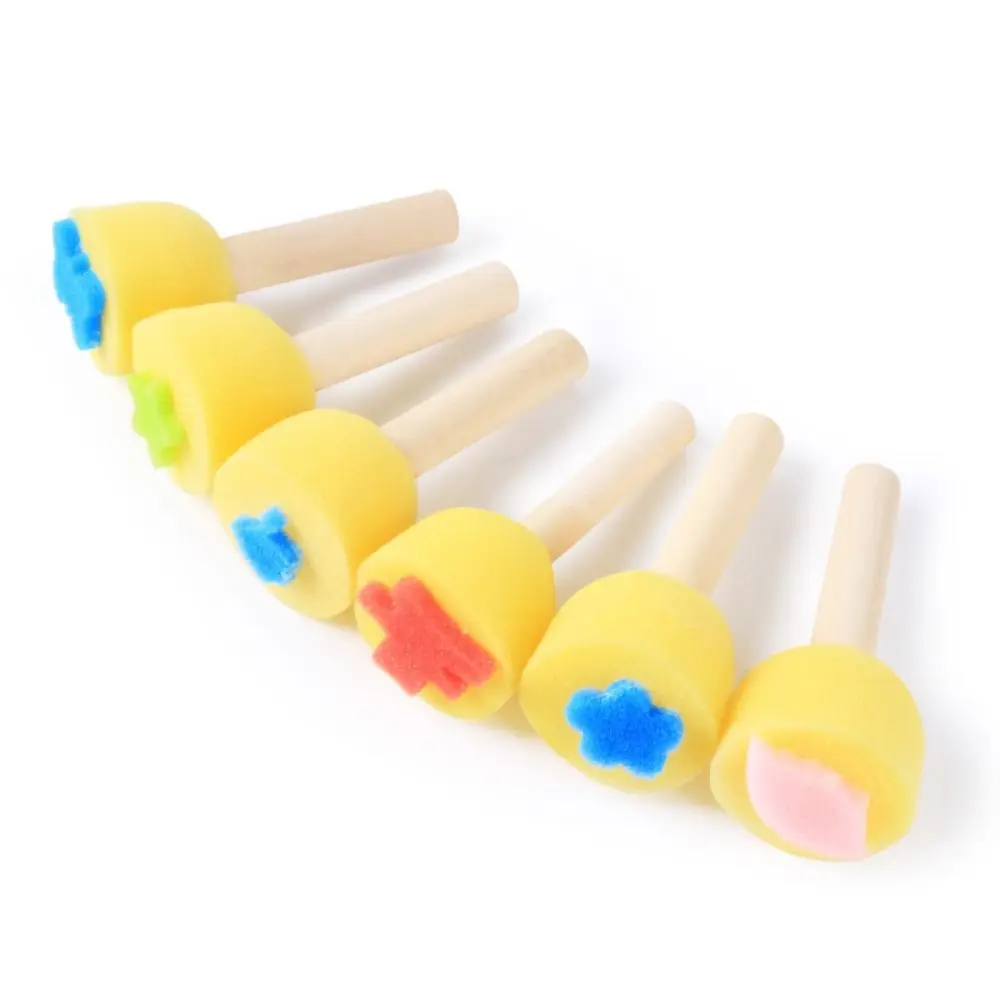 Esponja escova esponja carimbo escova kits criação artesanal cogumelo vara diy esponja selo escova diy eva rolo jardim de infância