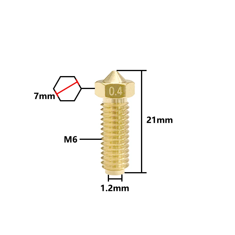 Anycubic-Buse en laiton pour imprimante 3D, composants Hotend, buse Kobra 2 Hotend, buses Volcano Hotend, 0.4mm pour filament de 1.75mm, 5 pièces