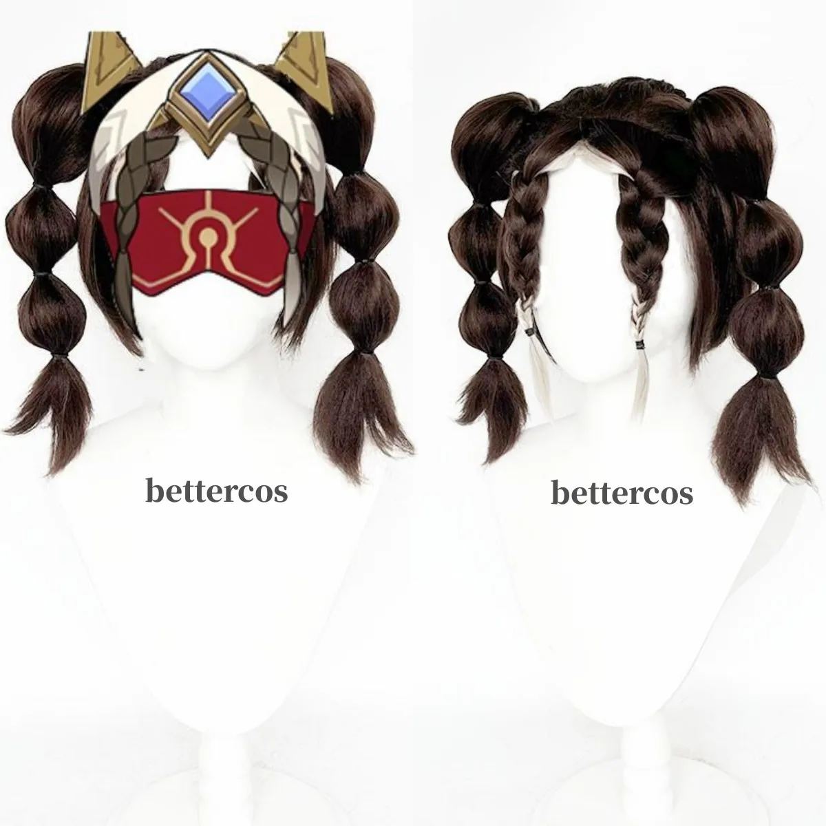 

High Quality 30cm Short Eremite Desert Clearwater Cosplay Game Brown Gradient Wigs Heat Resistant Cute + Wig Cap