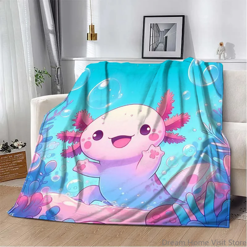 

8 Sizes Cute Axolotl Printed Blanket Warm Soft and Comfortable Home Travel Blanket Sofa Bedding Cover Blanket Kids Gamer Gift