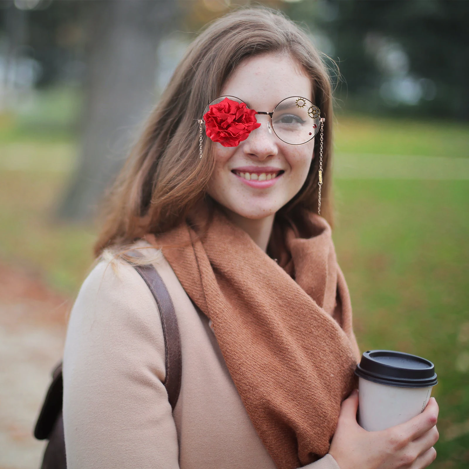 

Retro Glasses Frame Circular Lolita Rose Steampunk Eyewear Party Vintage Halloween