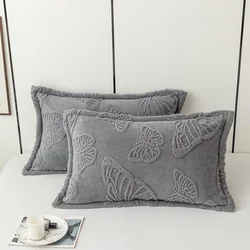 48*74cm 2pcs Winter Pillow Cover Butterfly Jacquard Velvet Thickened Pillow Cases Cushion Cover For Home Soft Warm Pillowslip