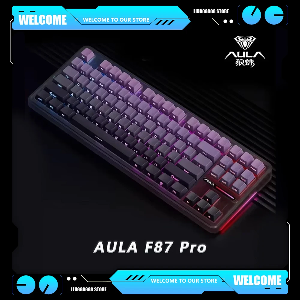 

AULA F87 Pro Mechanical Keyboards RGB Side Light Hot Swappable Customize Wireless Bluetooth Wired Three Mode Gaming Accessories