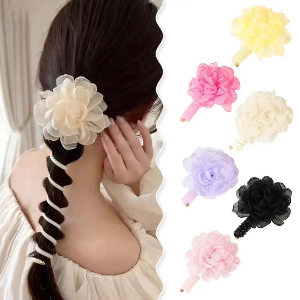 

Girls Hair Band Elegant Chiffon Flower Hair Tie Set for Ages Lightweight Elastic Hair Rope Ponytail Decoration for Home Travel