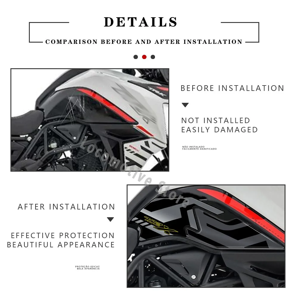 دراجة نارية ثلاثية الأبعاد جل الايبوكسي الراتنج ملصق عدة ، تانك الوسادة حماية ل Benelli TRK 702X ، TRK702X ، 2023 ، 2023