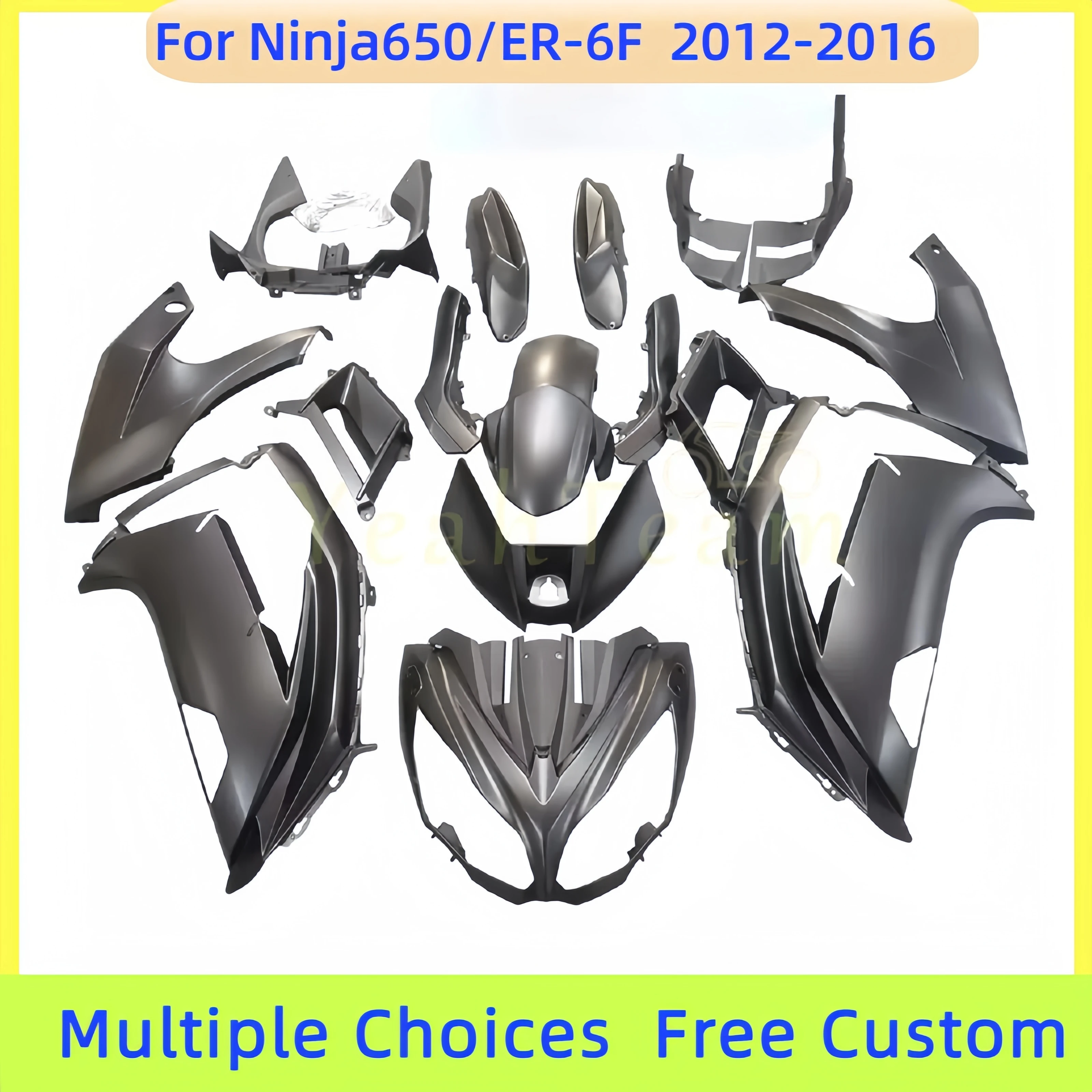 

Полный комплект обтекателей для мотоцикла, подходит для KAWASAKI ER-6F 2012 2013 2014 2015 2016 NINJA 650R, матовый черный цвет.