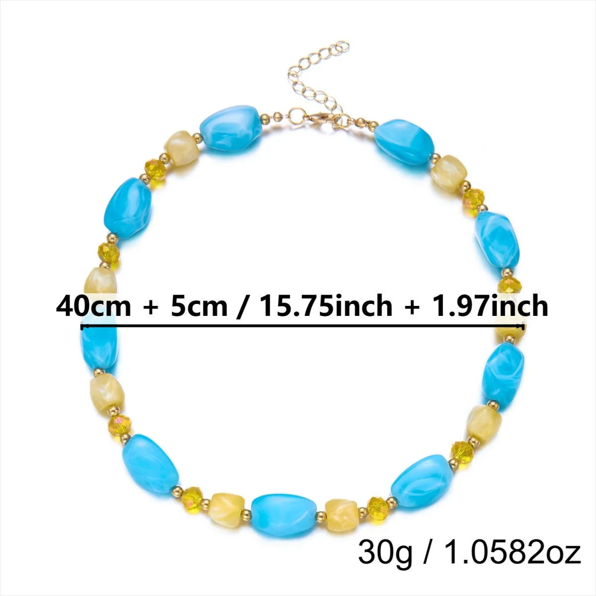 Französische Retro-Halskette mit sanften, farbenfrohen Kristallharzperlen für Damen und Herren, Hippie-Stil, unregelmäßige Perlen, Choker, Reiseschmuck – Detail 36