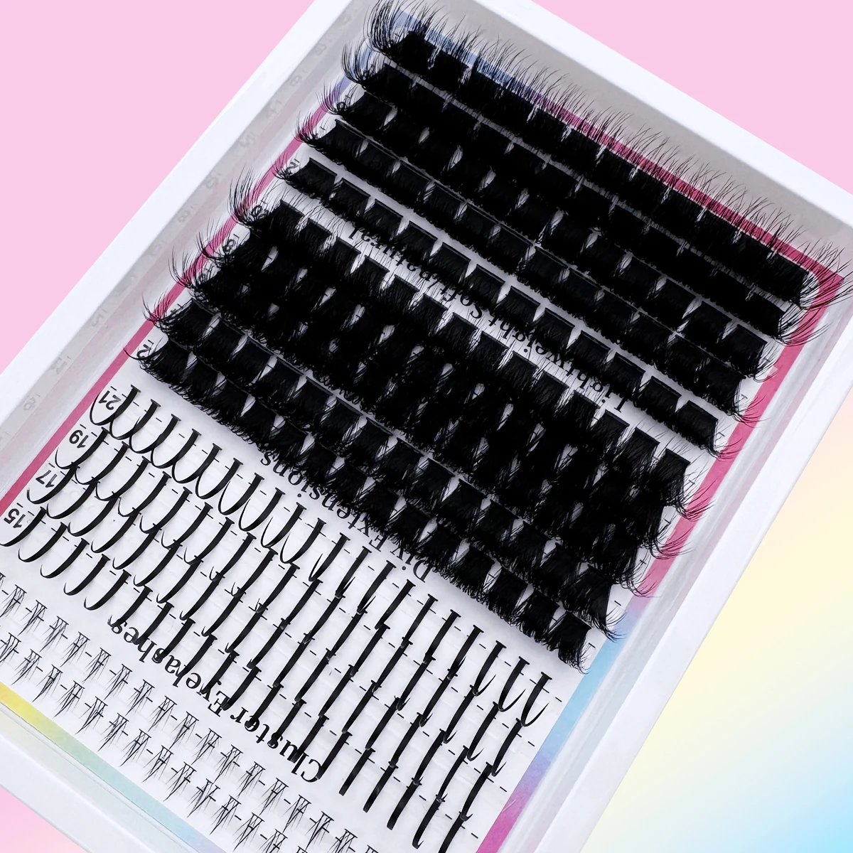 4 Stile Manga Wimpernbüschel, Einzelne Wimpernbüschel mit Spitzen, Spikes + Untere Wimpern + 60D-200D Natürlicher Look, 6-21mm Gemischte Längen – Detail 4