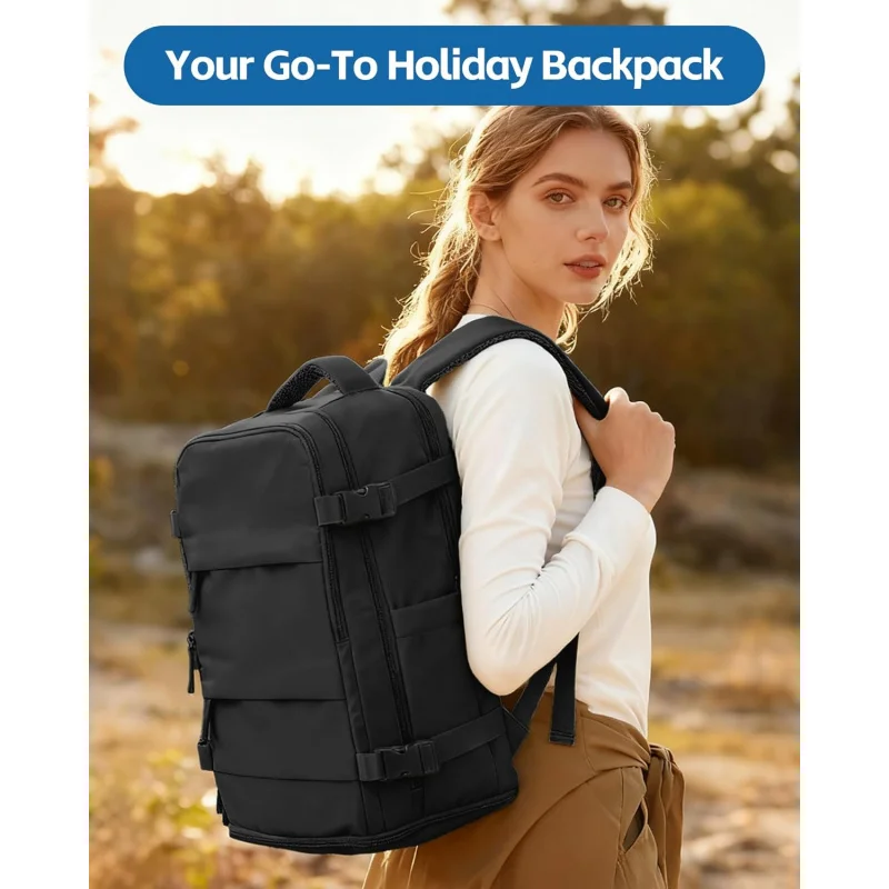 سفر للنساء والرجال، حقيبة ظهر للكمبيوتر المحمول مقاس 14 بوصة معتمدة من شركة الطيران، حقيبة أمتعة مقاومة للماء مع Sho