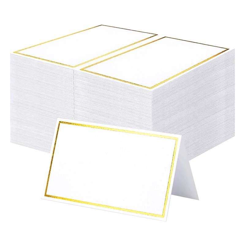 120Pcs Premium Place Cards,Small Table Cards With Gold Foil Border, 2 X 3.5In Tent Cards,Wedding Place Cards For Wedding