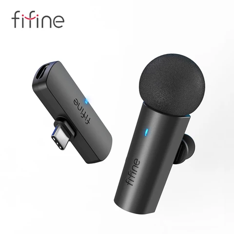 Microfone de gravação de lapela sem fio FIFINE, mini microfone tipo C para celular/tablet/laptop, fluxos ao vivo/vlog/interview-M6