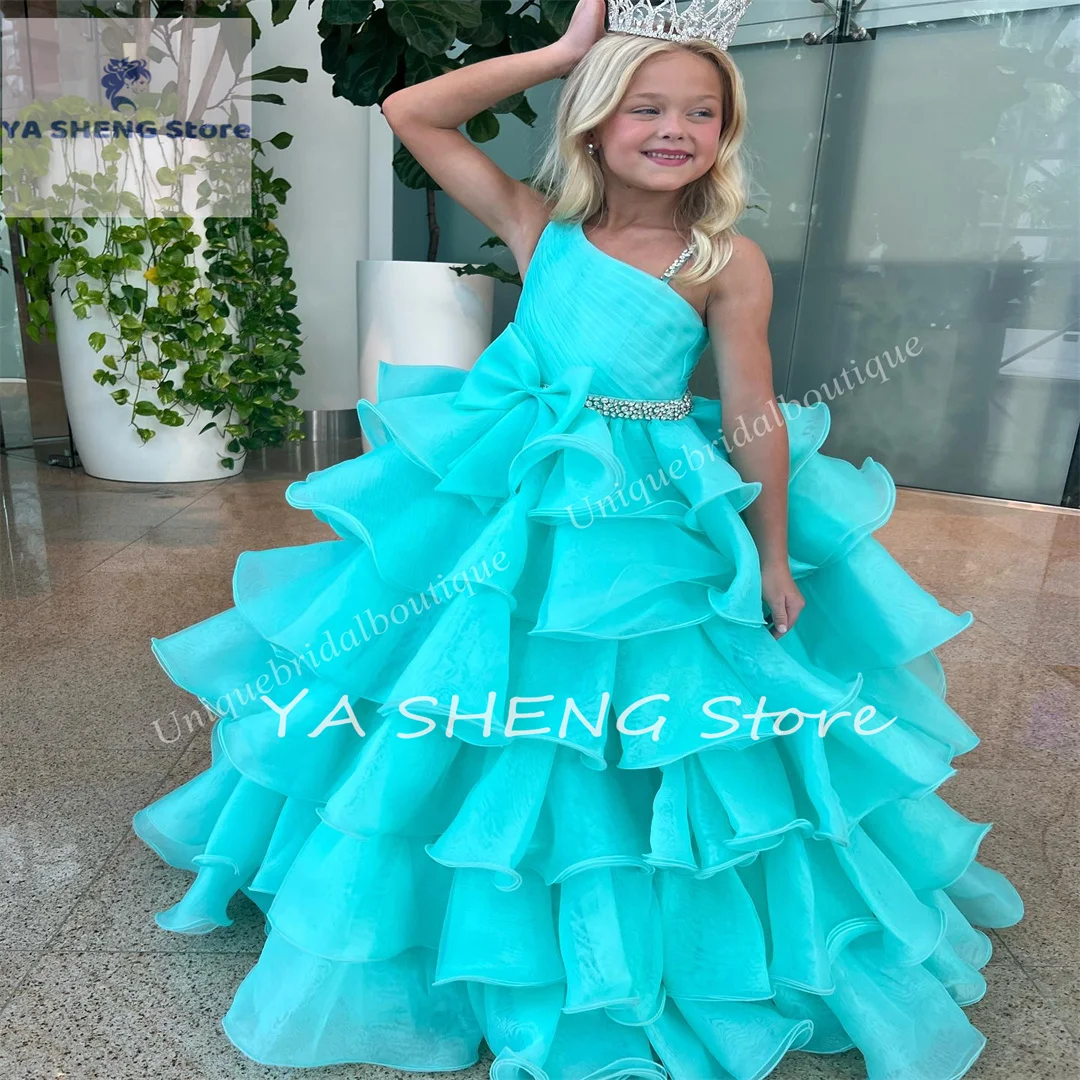 

Flower Girls Dress Ruffles Orange Girl Pageant Dress Crystals Beading Straps Layer Organza Little Kid Birthday Formal Party Gown