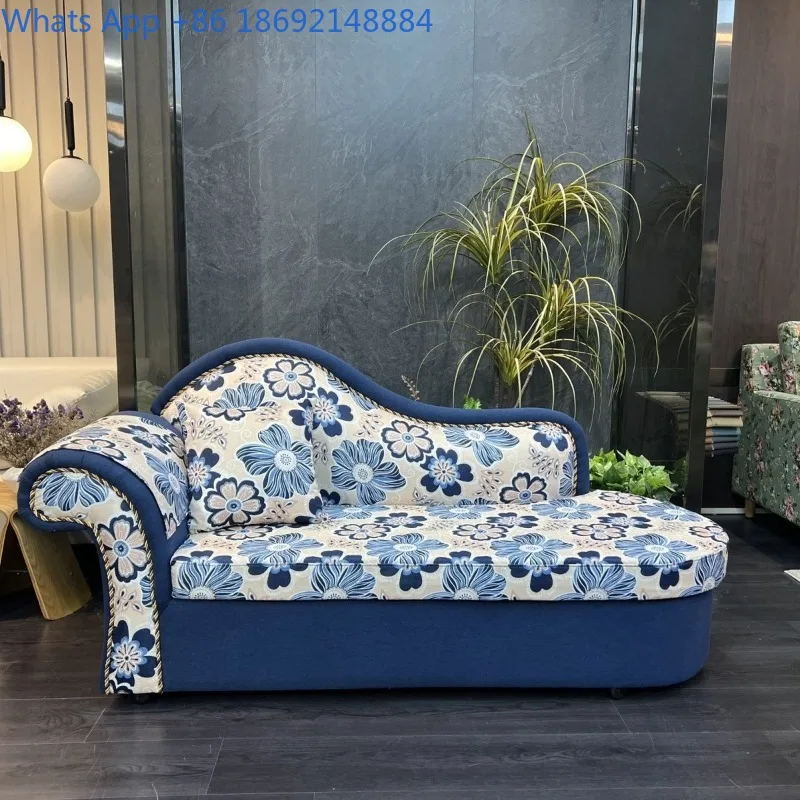 European Style Fabric Recliner for Lazy People, Simple Single Sofa for Bedroom