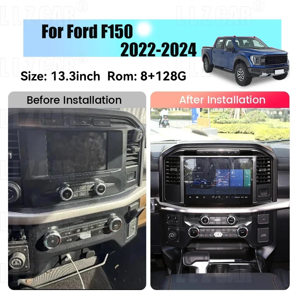 Large Screen  Andorid 13.0 For Ford F150 2022-2025 Car Radio GPS Navigation Stereo Head Unit Multimedia Video Player Auto