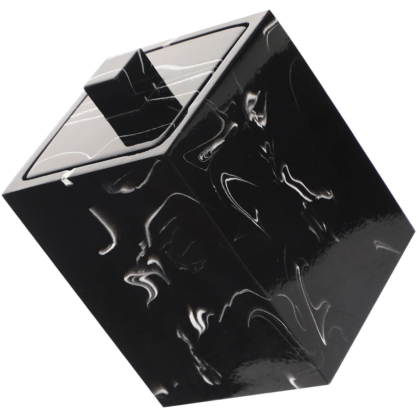 

Cotton Swab Box Marble Pattern Resin Storage Case Household Organizer for Jewelry Toothpick Holder Small Compact Storage