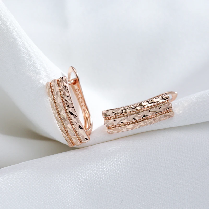 Kinel Hot Unusual Creative Hollow Glossy Earrings for Women Fashion 585 Rose Gold Color Ethnic Bride Daily Fine Vintage Jewelry