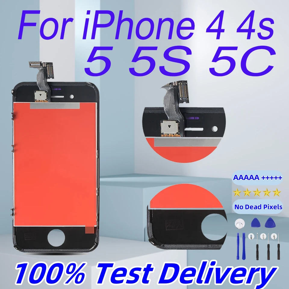 Pantalla LCD para iPhone 4 4S, digitalizador táctil de repuesto para iPhone 5 5C 5S SE 4S 4, sin píxeles muertos 2
