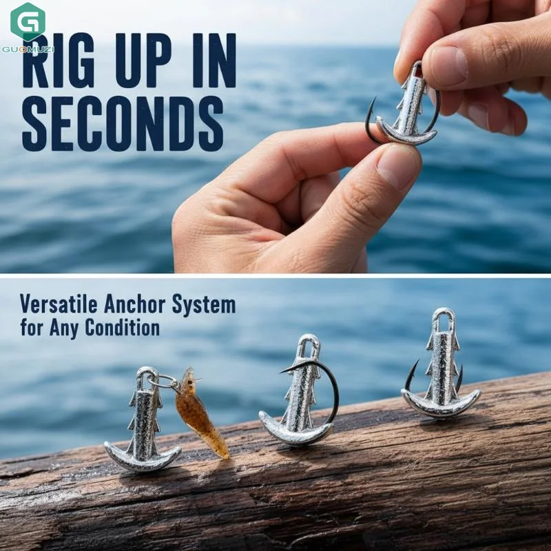1PCS New High-toughness PET Sea Urchin Bait Anchor Shaped Sinker With Anti-Slip Locking Hook For Secure Fishing Accessories