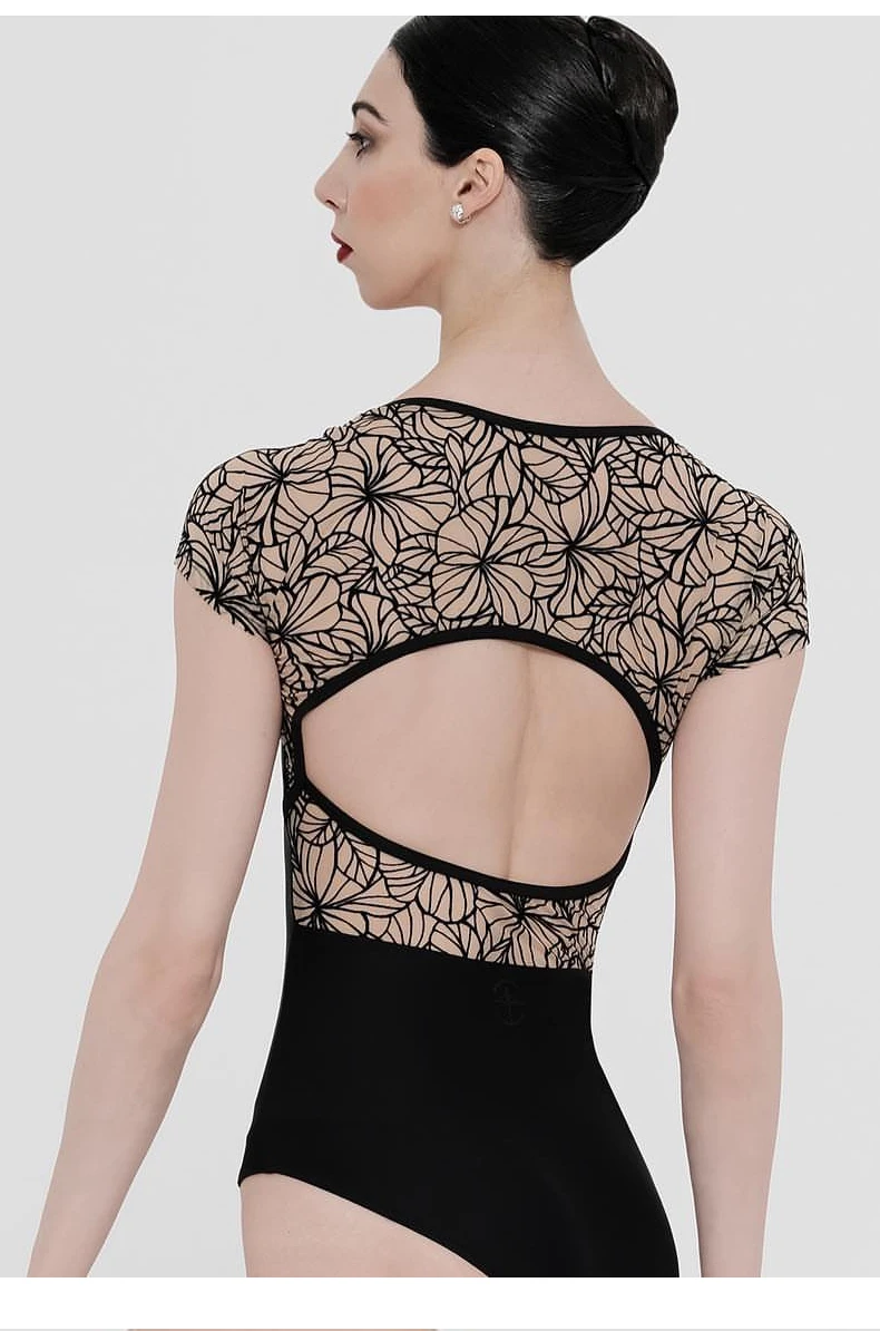 

Взрослый хлопковый кружевной балетный трико с короткими рукавами, сексуальный гимнастический костюм, профессиональная танцевальная одежда для женщин