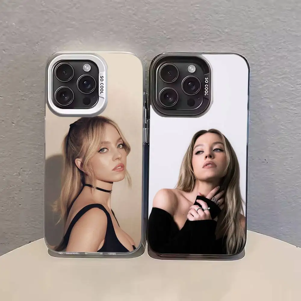 

Actor S-Sydney SweeneyS Phone Case For iPhone 17 16 15 14 13 12 11 Pro Max Plus Silver Matte Black Cover