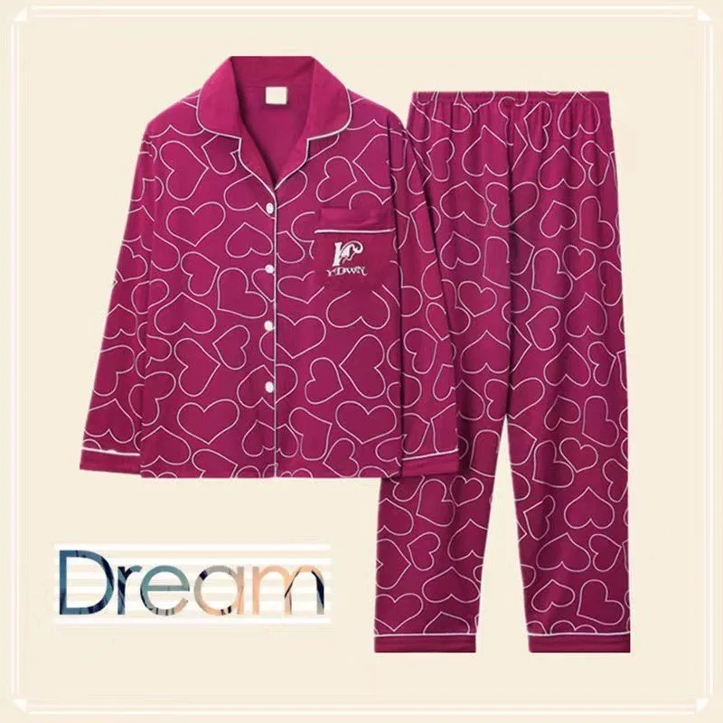 

Женский комплект пижам с длинным рукавом, весна-осень 2026, новый стиль, большие размеры, мягкая домашняя одежда, 2 предмета, для сна