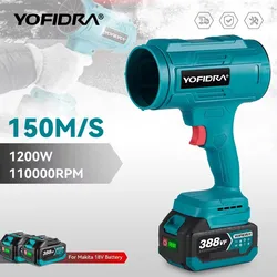 YOFIDRA Electric Blower Fan Violent Air Gun Handheld Snow Car Dryer Leaf Dust Blowing Tool For Makita 18V Battery Pin