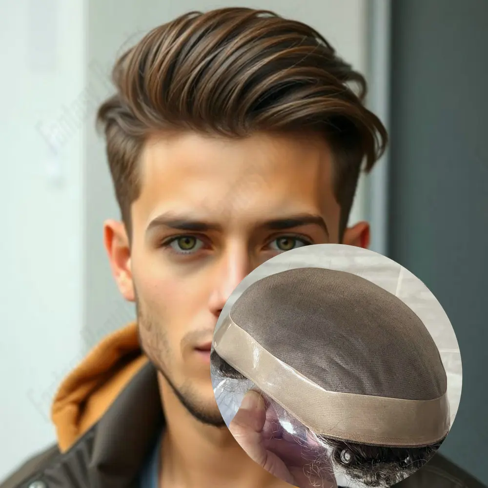 

Коричневый блондин моно NPU прочный парик из человеческих волос мужские дышащие мужские протезы для волос капиллярные 6 "мужские системы париков быстрая доставка