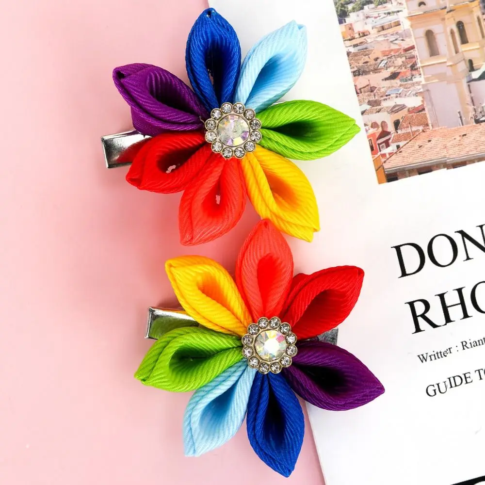 

Hair Pins Elastic Rainbow Hair Clips Jumbo Large Unique Ponytail Pigtails Holders Pride Day Not Harm Rainbow Hair Bow Ties Girls