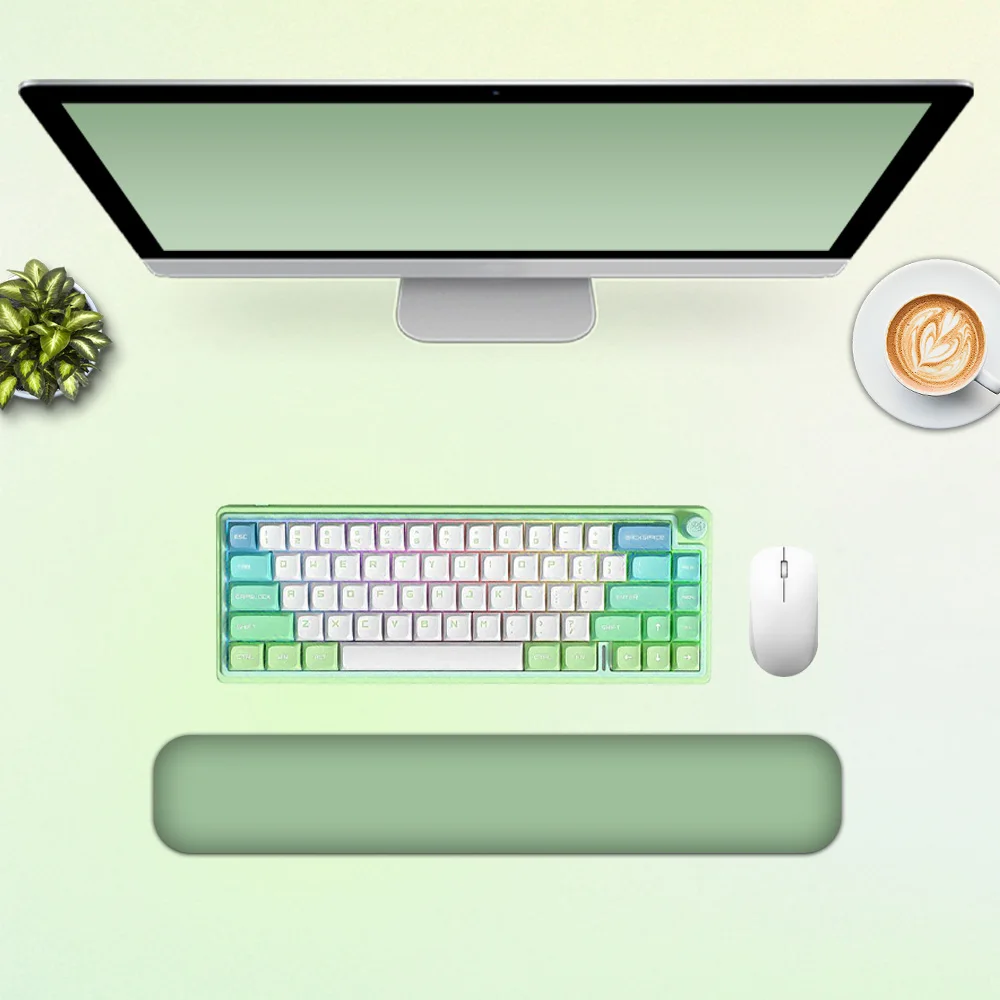 Green Keyboard Wrist Guard - ergonomic design, relieves wrist pain, soft and comfortable, non-slip bottom, suitable for office