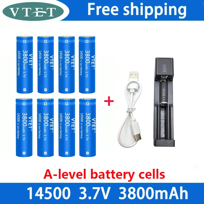 14500 3.7V Battery Large Capacity 3800mah Lithium Ion Battery, Used for Electric Toothbrush, Razor, Barber Rechargeable Battery