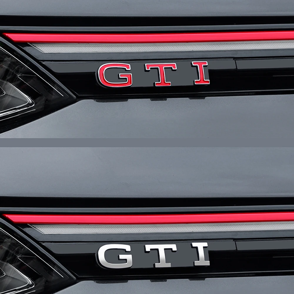 1pc Black/Red 3D ABS GTI letter front grille Emblem replacement Style Suit For VW Golf 8 GTI Rline GTD Car Accessories Styling