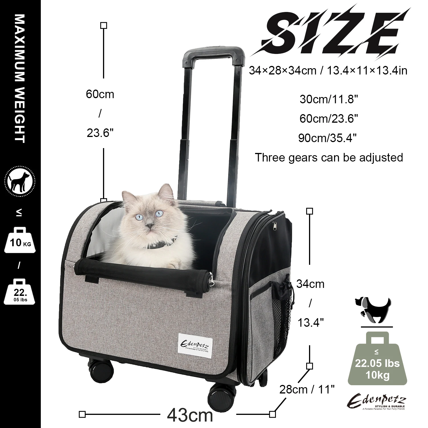 Pet Dog Cat Trolley 4 Universal Wheels Pet Stroller Animal Travel House Suitcase Pet Wheel Carrier