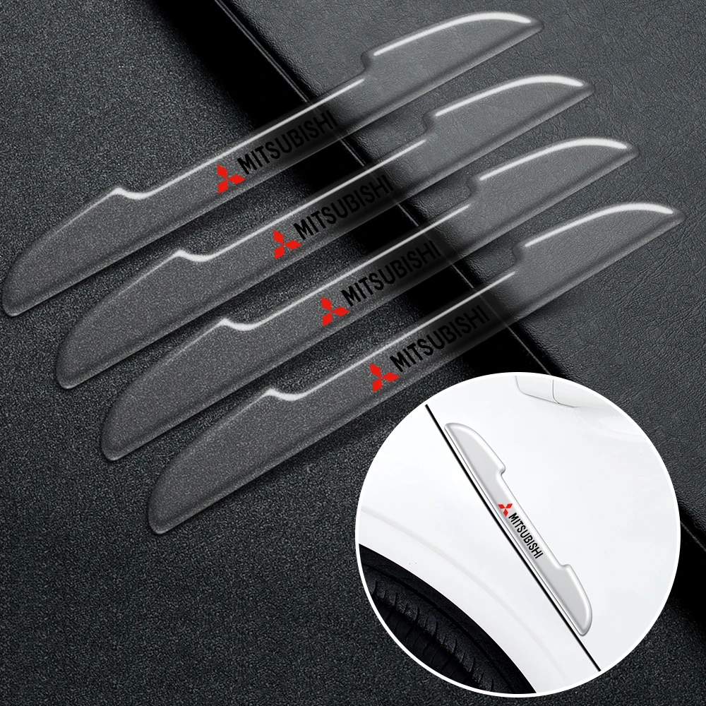 

4Pcs Car Door Edge Anti-collision Stickers Emblem Protector Strip For Mitsubishi 9 Ralliart X EX ASX L200 Colt Outlander Pajero