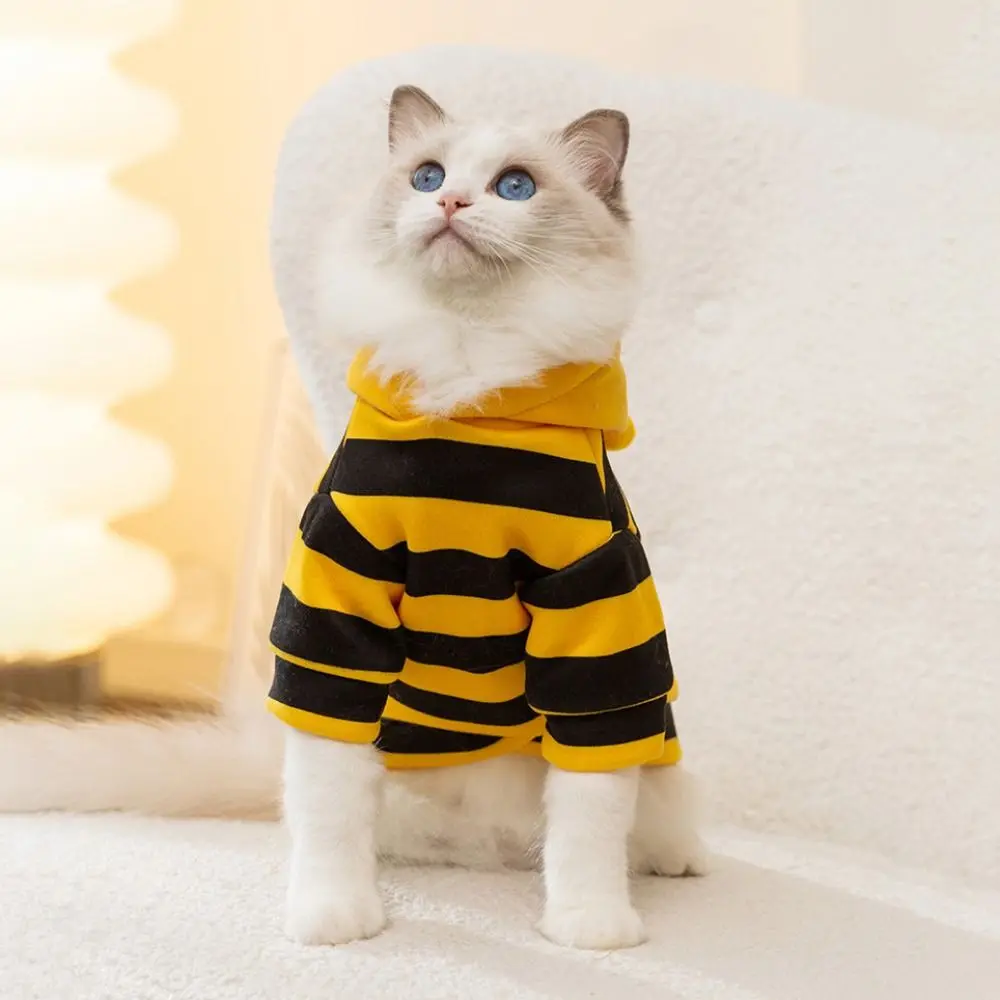 Cute Cute Dog Bee Hoodie Soft Comfortable Pet Halloween Hoodies Thin Velvet Pet Bee Transformation Suit for Dogs Cats