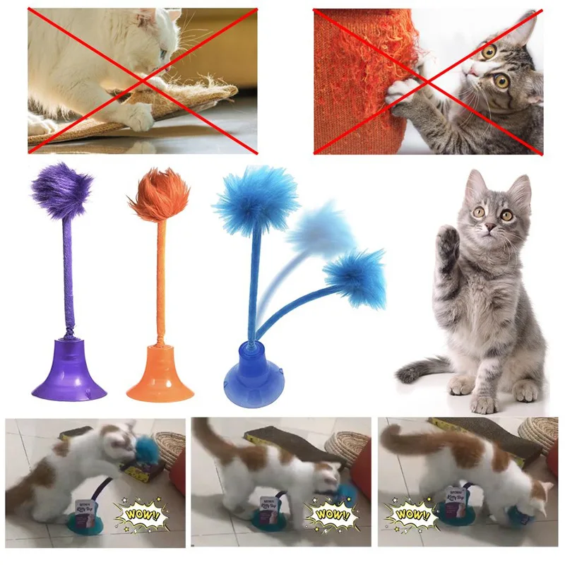 New cross-border e-commerce cat suction cup toy with built-in mint leaf bell, cat plush ball toy view 5