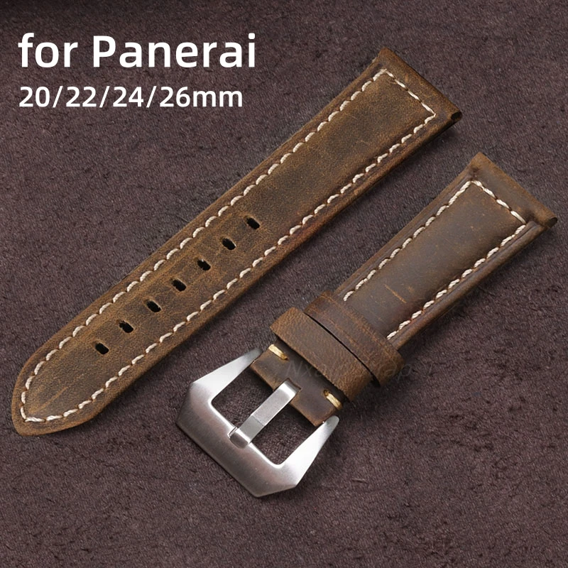 

Vintage Cowhide Watch Band for Panerai for Seiko for Omega Strap Matte Leather Bracelet Men's Accessories 20mm 22mm 24mm 26mm