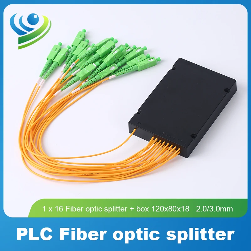 

PLC Splitter 1x16 2.0/3.0MM Fiber Optic Splitter Device Single Mode SC/APC Waterproof Connector