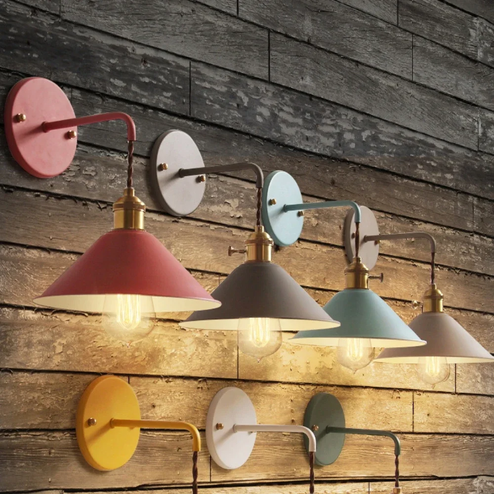 Nordic Modern Wall Light Umbrella Restaurant Decoration Macarons Lamp Living Room Bedroom Aisle Stairs Bedside Home Decor